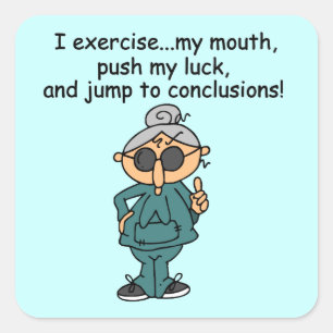 Sticker Carré Exercice, Push, Jump Humour