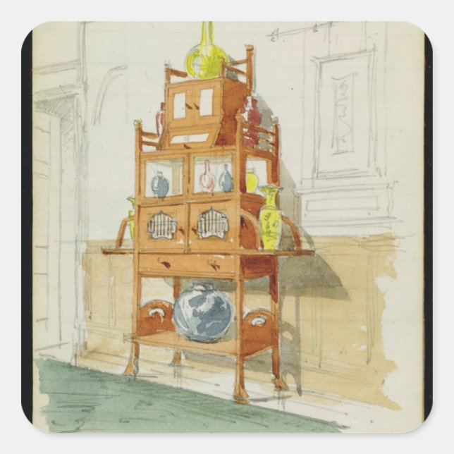 Sticker Carré Exhibition Cabinet, c.1860s-70s (w/c & pencil on p (Devant)