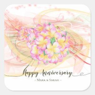 Sticker Carré Exotic Plumeria Flower Abstract