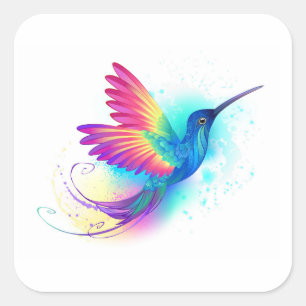 Sticker Carré Exotic Rainbow Hummingbird