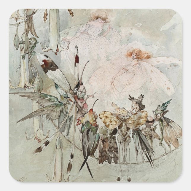 Sticker Carré “Exotics at Play” by A Duncan Carse (Devant)