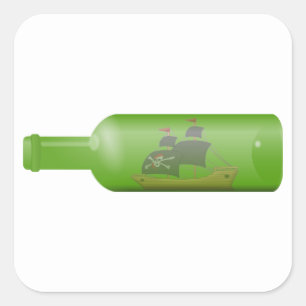 Sticker Carré Expédier dans une bouteille