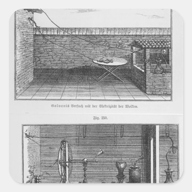 Sticker Carré Expérience sur les grenouilles par Louis Galvani (Devant)