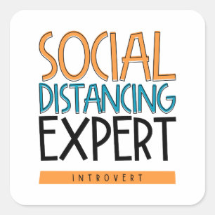 Sticker Carré Expert Distances Sociales Introduction