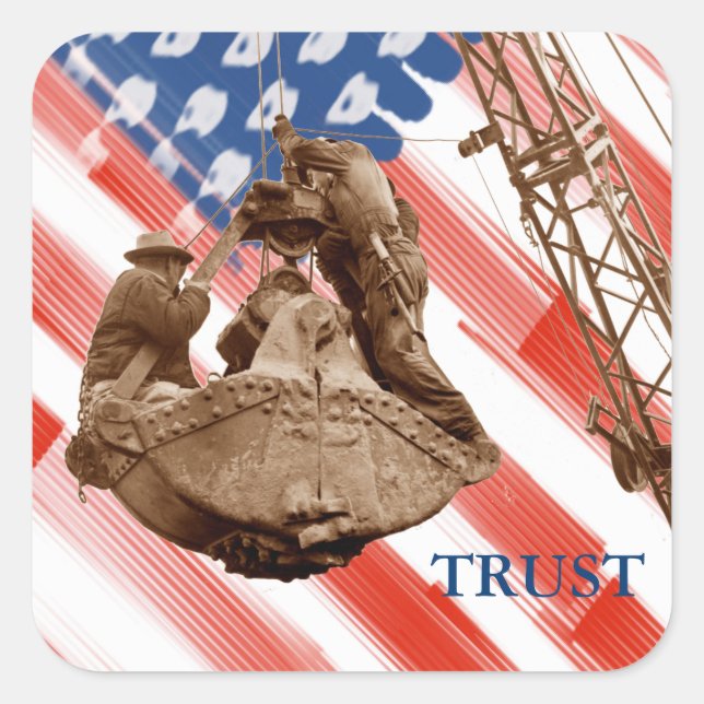 Sticker Carré Exploitant de grue Northwest Crane USA Flag Trust (Devant)