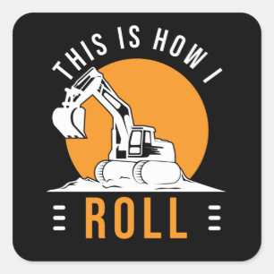 Sticker Carré Exploitant de l'excavateur de chantier de construc