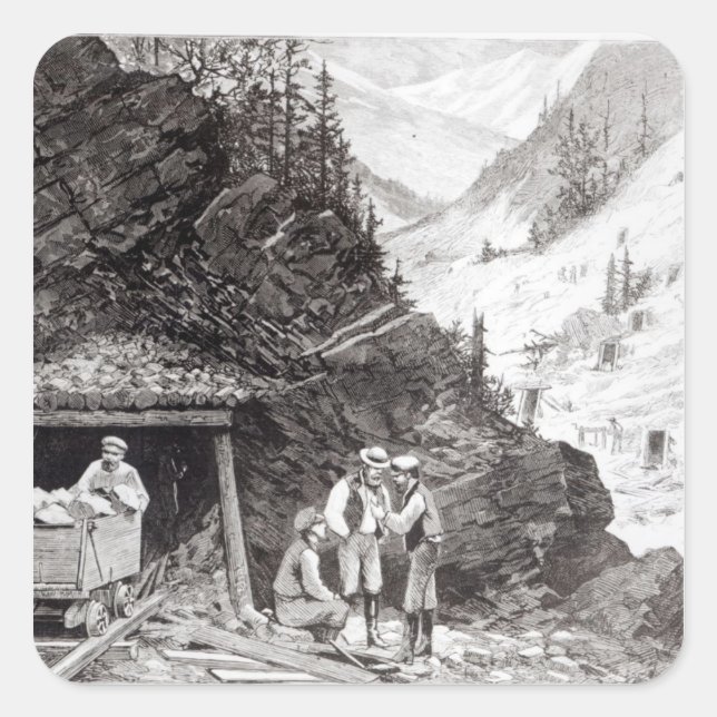 Sticker Carré Exploitation minière d'or et d'argent (Devant)