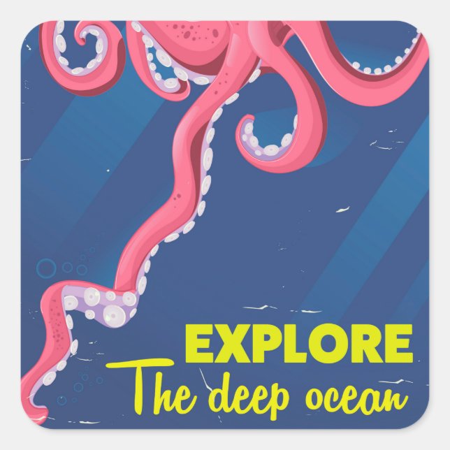 Sticker Carré Explorez l'océan profond (Devant)