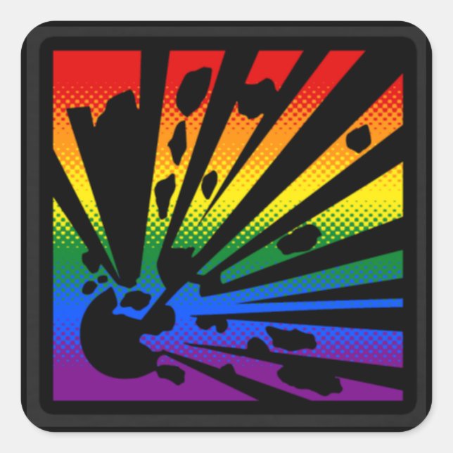 Sticker Carré Explosion arc-en-ciel (Devant)