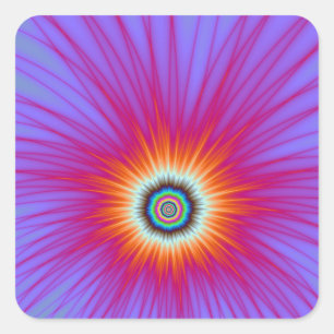 Sticker Carré Explosion d'autocollant en bleu rose et rouge
