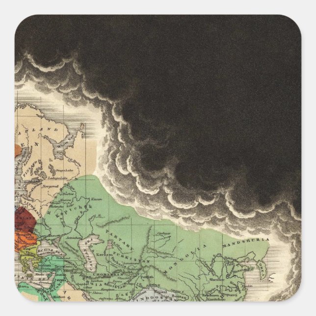 Sticker Carré Exposer l'Empire de Kublai Khan 1294 après J.-C. (Devant)