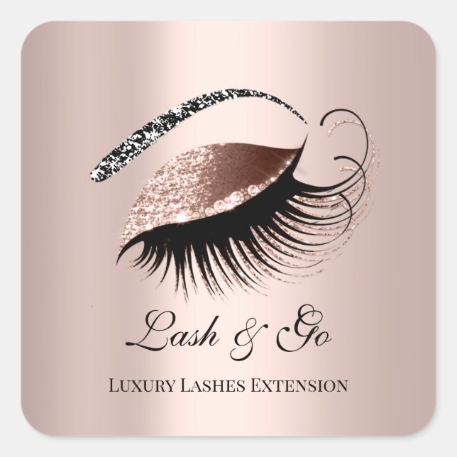 Sticker Carré Extension rose Gold Diamond Maquillage Artist Lash (Devant)