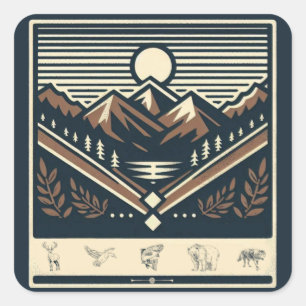 Sticker Carré Extérieur classique/vintage/nature sauvage