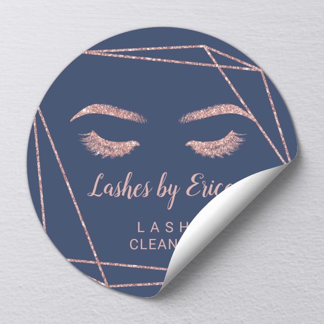Sticker Carré Eyelash Extension Lash Cleaner Rose géométrique Or (Créateur téléchargé)