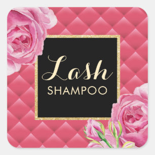 Sticker Carré Eyelash Extension Lash Nettoyeur Lux Rose Floral