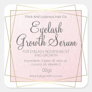 Sticker Carré Eyelash Rose Et Or Eyelash Eyebrose Ou Sérum De Cr