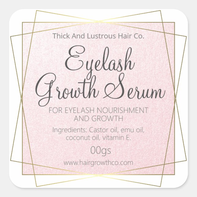 Sticker Carré Eyelash Rose Et Or Eyelash Eyebrose Ou Sérum De Cr (Devant)