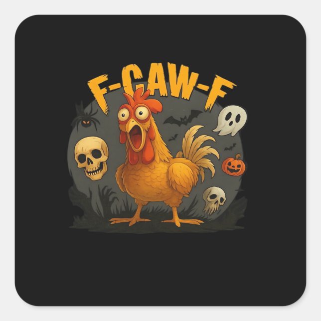 Sticker Carré F-Caw-F Chicken Classic Minimal Clean (Devant)