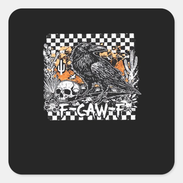 Sticker Carré F-Caw-F Classique Cool (Devant)