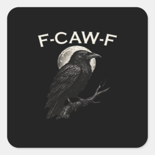 Sticker Carré F-Caw-F Corbeau Corbeau Drôle F-Caw-F Engrenage Gr