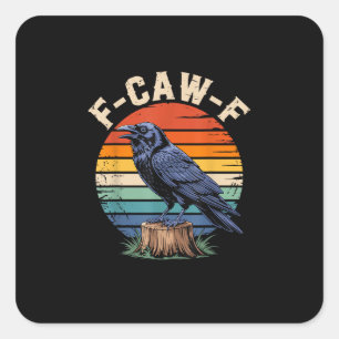Sticker Carré F-Caw-F Corbeau Lune Gothique Halloween Corbeau Oi