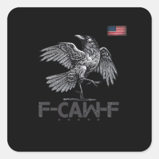 Sticker Carré F-Caw-F Cow Funny Bird USA Vintage Flag Funny Humo