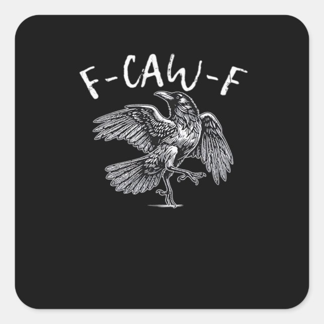 Sticker Carré F-Caw-F Crow Retro Classique (Devant)
