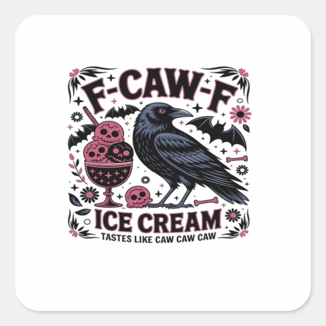 Sticker Carré F Caw F Drôle Tendance (Devant)