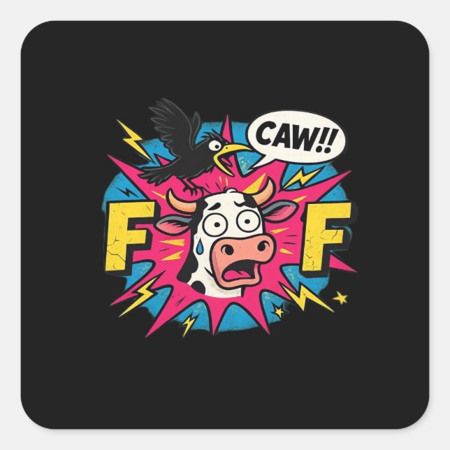 Sticker Carré F-Caw-F Esthétique Unique (Devant)