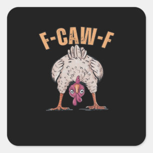 Sticker Carré F Caw F Poulet Drôle Classique Style Rétro Cool