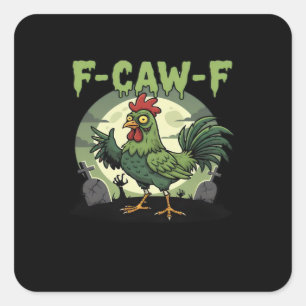 Sticker Carré F Caw F Poulet Drôle Halloween Vintage Classique