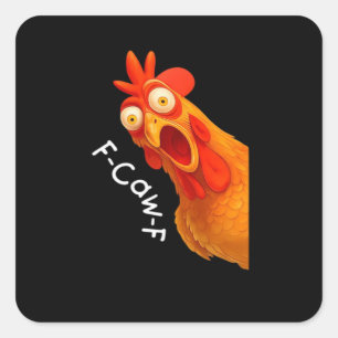 Sticker Carré F-Caw-F Poulet Essentiel Classique Rétro