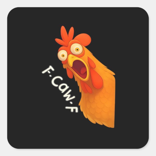 Sticker Carré F-Caw-F Poulet Rétro Classique (Devant)