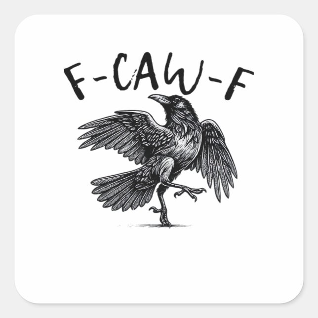Sticker Carré F Caw F Style Rétro Classique Corbeau (Devant)