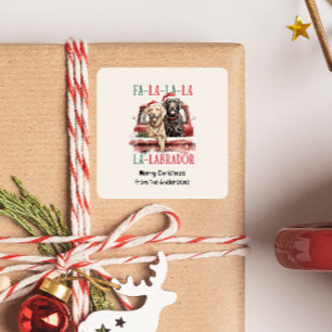 STICKER CARRÉ FA LA LABRADOR CHIEN NOËL FURRY