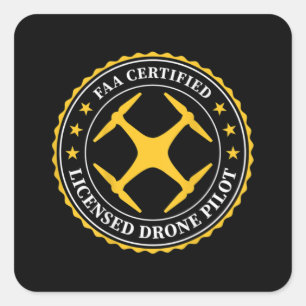 Sticker Carré FAA Certified Licensed Drone Pilot - BACK DESIGN