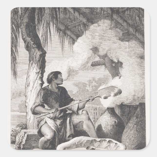 Sticker Carré Fabrication de caoutchouc en Inde (Devant)