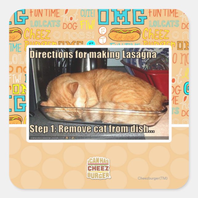 Sticker Carré Fabrication de lasagnes (Devant)