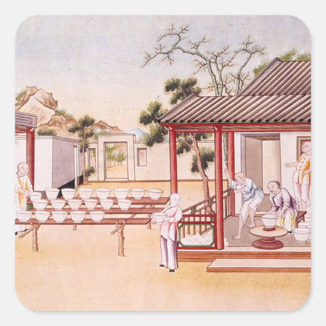 Sticker Carré Fabrication de porcelaine (avec papier) (Devant)