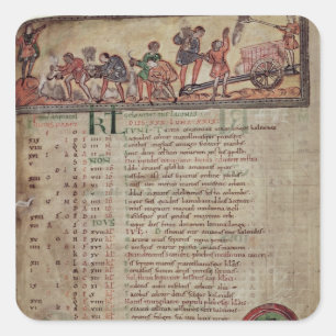 Sticker Carré Fabrication et labourage, à partir d'un calendrier