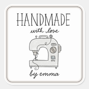 Sticker Carré Fabriqué à la main avec machine à coudre d'amour