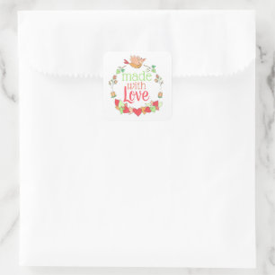 Sticker Carré Fabriqué avec amour Petite entreprise