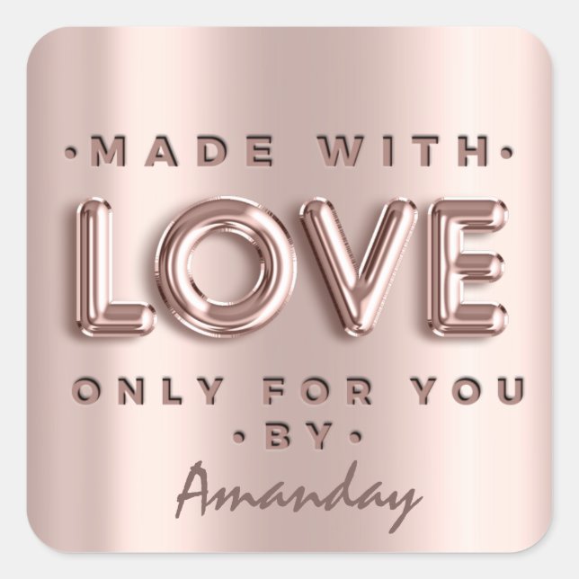 Sticker Carré Fabriqué avec amour seulement pour vous par nom Ro (Devant)