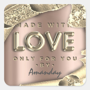 Sticker Carré Fabriqué avec amour seulement pour vous par nom Ro