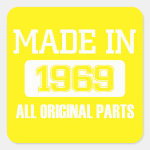 Sticker Carré Fabriqué en 1969 Toutes Pièces D'origine