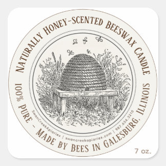 Sticker Carré Fabriqué par les abeilles Nom de l'État cire d'abe