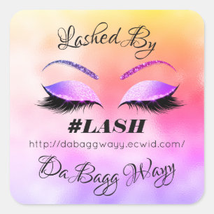 Sticker Carré Fabriqué Par Parties scintillant Lashes Beauté Ros