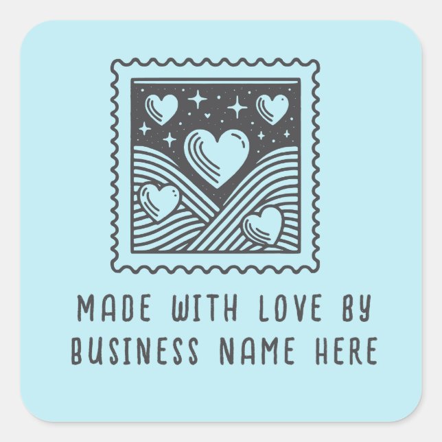 Sticker Carré Fabriqué Sur Mesure Avec Amour Business Heart Timb (Devant)