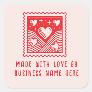 Sticker Carré Fabriqué Sur Mesure Avec Amour Business Heart Timb