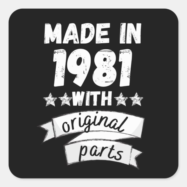 Sticker Carré fabriqués en 1981 avec pièces d'origine, (Devant)